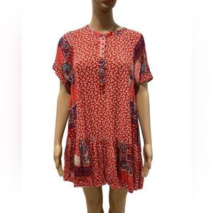 Easel Red Floral Tunic size M
